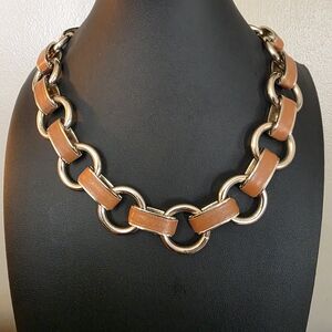 Elegant Gold and Tan Chain Necklace